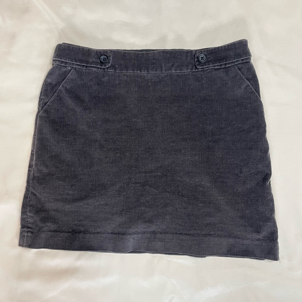 Banana Republic Charcoal Grey Stretch Corduroy Skirt with Pockets